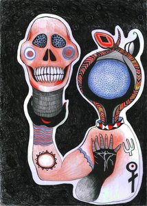 Inside-Out, 2012 (kağıt üzerine kalem, mürekkep ve renkli kurşun kalemler)